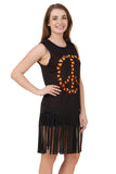 Black Sleeveless Peace Sign T-Shirt with Fringe