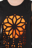 Black Sleeveless Dream Catcher Sign T-Shirt with Fringe