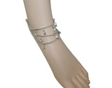 Chain Anklet Silver & Gold Beach Jewelry w/ Gems