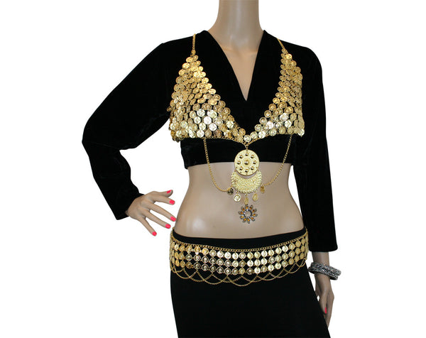  Belly Dance Velvet Coin Bra-Top