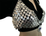 Hip Shakers Sexy Dangling Jewel Silver Coin Bra Top Performance Costume