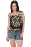 Women's Tie Dye Spaghetti Strap Tank Top with Fringes
