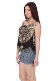 Women's Tie Dye Spaghetti Strap Tank Top with Fringes