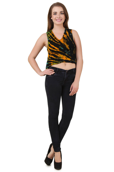 Tie Dye Sleeveless Back Cut Short Tank Top