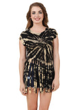 Women's Custom Tie Dye, Fringe Dress, Round neck