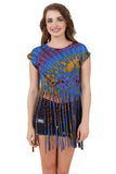 Women's Custom Tie Dye, Fringe Dress, Round neck