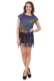 Women's Custom Tie Dye, Fringe Dress, Round neck