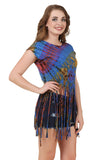 Women's Custom Tie Dye, Fringe Dress, Round neck