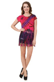 Women's Custom Tie Dye, Fringe Dress, Round neck