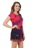 Women's Custom Tie Dye, Fringe Dress, Round neck
