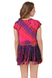 Women's Custom Tie Dye, Fringe Dress, Round neck