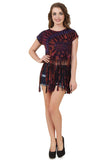 Women's Custom Tie Dye, Fringe Dress, Round neck