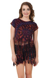 Women's Custom Tie Dye, Fringe Dress, Round neck