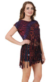 Women's Custom Tie Dye, Fringe Dress, Round neck