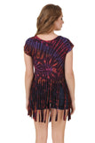 Women's Custom Tie Dye, Fringe Dress, Round neck