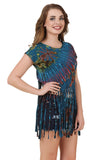 Women's Custom Tie Dye, Fringe Dress, Round neck