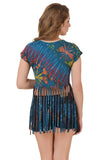 Women's Custom Tie Dye, Fringe Dress, Round neck
