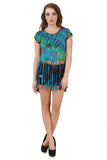 Women's Custom Tie Dye, Fringe Dress, Round neck