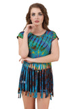 Women's Custom Tie Dye, Fringe Dress, Round neck