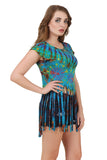 Women's Custom Tie Dye, Fringe Dress, Round neck