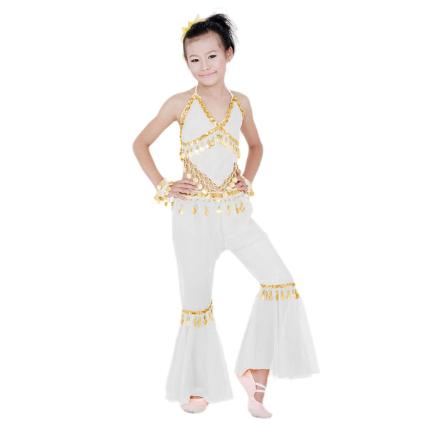 Kids Professional Belly Dance Genie Costume with Gold Sequin and Coins –  Jon's Imports Inc