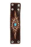 Hippie Style leather Bracelet in Third eye design with turquoise accent