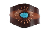 Hippie style leather Wristband with Turquoise accent star design