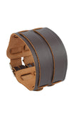 Punk Style Genuine leather wrist band with dual buckle design