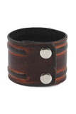 Punk style Geniune Leather Brown Wristband with streamlined pattern
