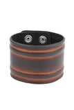 Punk style Geniune Leather Brown Wristband with streamlined pattern