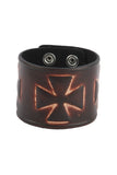 Punk fashion Geniune Leather Cuff Bracelet with Victorian Cross Design