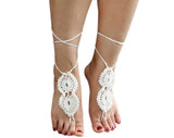 Pair Crochet White Barefoot Sandals Jewelry Anlet