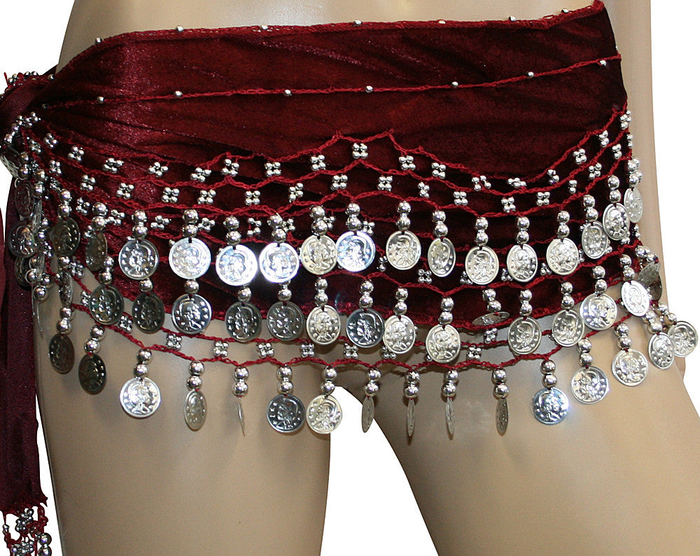 Coin Belly Dance Hip Scarves Costume Sash Skirts with Velvet – Jon's ...