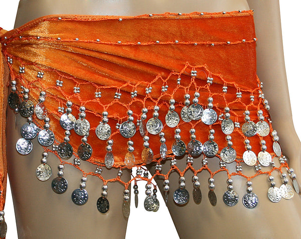 Coin Belly Dance Hip Scarves Costume Sash Skirts with Velvet – Jon's ...