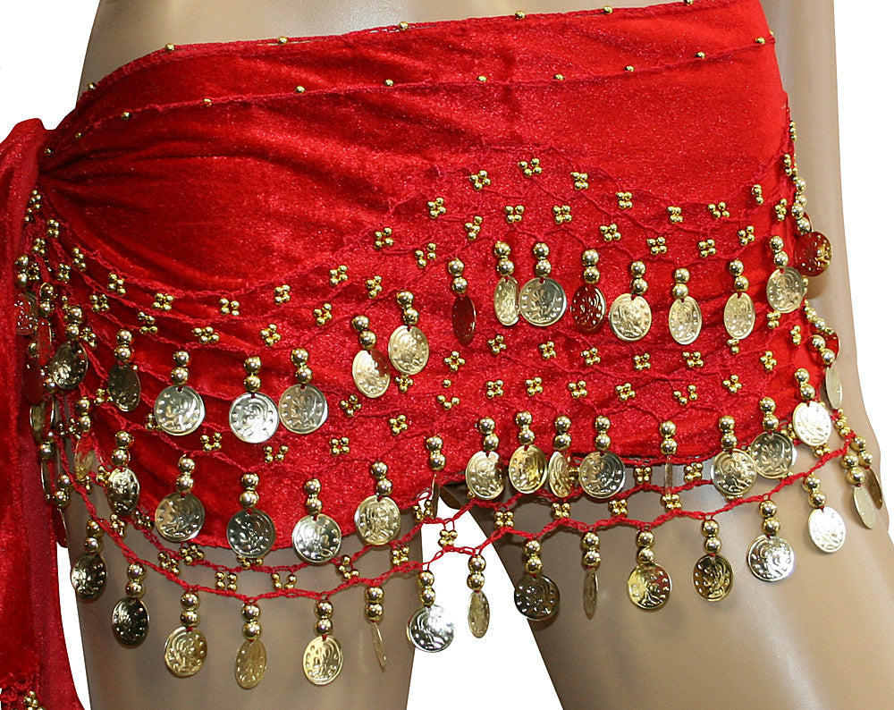 Coin Belly Dance Hip Scarves Costume Sash Skirts with Velvet – Jon's ...