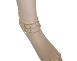 Chain Anklet Silver & Gold Beach Jewelry w/ Gems