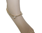 Silver & Gold Chain Anklet w/ Clear Gems