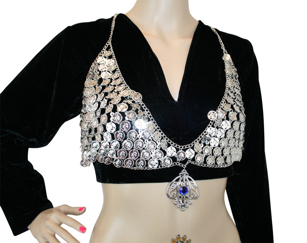 Hip Shakers Sexy Dangling Jewel Silver Coin Bra Top Performance