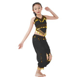 Kids Professional Belly Dance Genie Costume Set with Gold Coins