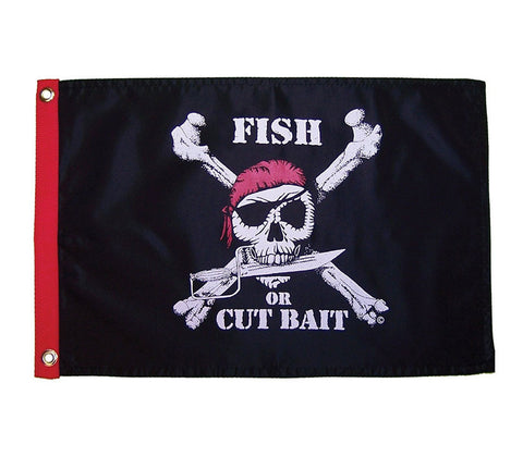 Fish or Cut Bait Pirate Jolly Roger 12" x 18" Flag