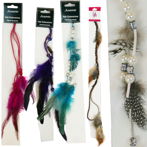 Feather Hair Extension Colorful Instant Highlights Lot of 100 (Assorted colors/styles)