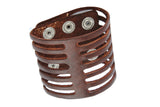 Punk Style Genuine Leather Cuff Bracelet with Ventilated Design