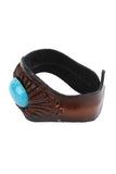 Hipster style genuine leather wrist band with Turquoise accent