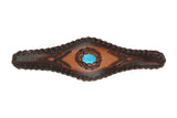 Hipster style Genuine leather Wristband with Turquoise accent and interlaced edge
