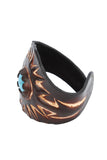 Hipster style Wristband in brown, inlaid Turquoise accent, Sunburst Pattern
