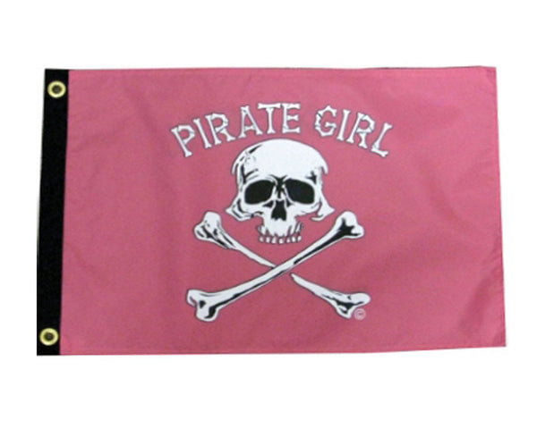 Pirate Girl Jolly Roger 12 by 18-Inch Flag